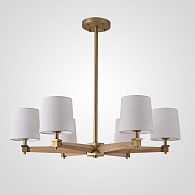 Люстра на штанге Jorgenson D85 White/Light wood 85*85*60 см, 6*E27*60W, ImperiumLoft STAVRA01, Светлое дерево, Золотистый