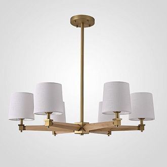 Люстра на штанге Jorgenson D85 White/Light wood 85*85*60 см, 6*E27*60W, ImperiumLoft STAVRA01, Светлое дерево, Золотистый