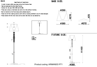 Торшер 38 см, Crystal Lux ARMANDO PT1 CHROME Хром