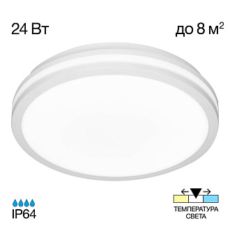 Светильник 29 см, 24W, 3000-4000-6500K Citilux CL711020V LUNS 24W IP64