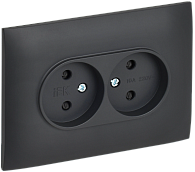 SKANDY Розетка 2-я без з/к с з/ш 10А сб. SK-R09T титан IEK, SK-R23-10-K48-F