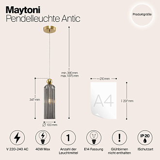 Светильник 10 см, Maytoni Antic MOD302PL-01GR, латунь