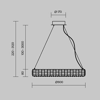 Светильник 60 см, 30W, 3000K, Maytoni Castello MOD335PL-L30CH3K, хром