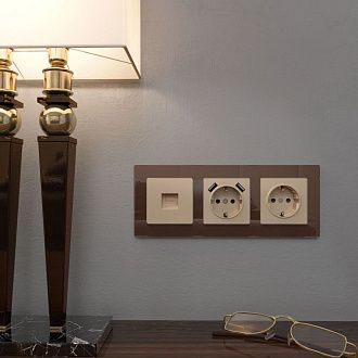 Розетка с заземлением и шторками (шампань) W1171111 Werkel 4690389157387