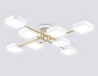 Люстра светодиодная на штанге 106*106*15- см, **W, 3000-6000K, Ambrella Light Comfort FL516346, белый, золото