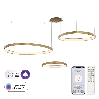 Светильник 160 см, 240W, 3000-5500K, Citilux GENKA SMART CL756A092, золото