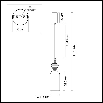 Подвес 11,5*11,5*152 см,  LED*W, 4000 К, Odeon Light Palleta, черный 5046/12LB
