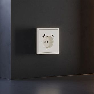 Накладка для розетки с заземлением и защитными шторками, с USB A+C, S70, хлопок Voltum VLS001013