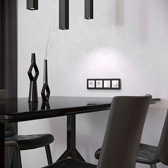 W0042608 Рамка на 4 поста Platinum, черный алюминий Werkel, 4690389184512