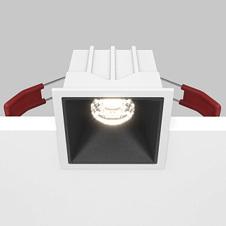 LED светильник 7 см, 10W, 4000K, Maytoni Downlight Alfa LED DL043-01-10W4K-SQ-WB, белый-черный, вр 5,5*5,5 см