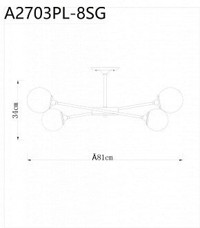 Потолочная люстра Arte Lamp Marco A2703PL-8SG, диаметр 81 см, золото