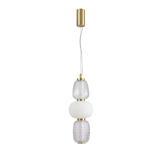 Подвес Favourite Bella 4057-1P, D170*H630/1830, золота, плафоны в виде бусин разнообразных форм из выдувного стекла двух видов - прозрачного и цвета опала