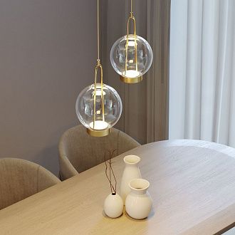 Подвесной светильник 20*20*40-120 см, LED*15W, 3000K, Eurosvet Frasco 50267/1 LED, латунь, a069344