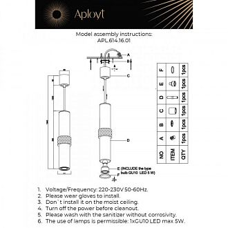 Подвесной светильник 8*50-190 см, 1*GU10 Aployt Beasia APL.614.16.01, золотой