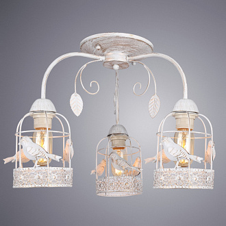 Люстра с птичками Arte Lamp Cincia A5090PL-3WG, диаметр 50 см, белый с золотом