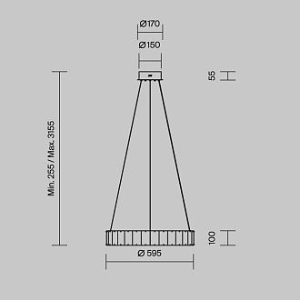 Подвесной светильник *59,5*25,5-315,5 см, *LED*30W, 3000K, Maytoni Majesty MOD517PL-L30BS3K, Золото