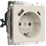 W1171762 Розетка с заземлением, шторками и USB тип A+C, айвори матовый Werkel, 4690389213274