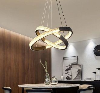 Светильник подвесной SAPFIR (H2202-400-2BK) SPF-8714 ЧЕРНЫЙ  D400+300/H1000/2/LED/2*42W без ПДУ TERRA 24-12