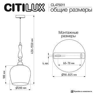 Светильник 20 см, Citilux NORT CL475011, бронза