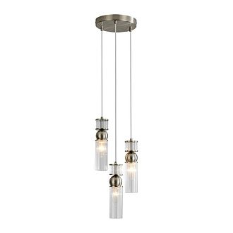 Подвес 22*22*222-222 см, 3*E14*40W, Lumion Denver LUM8277/3A, стальной; серебристый