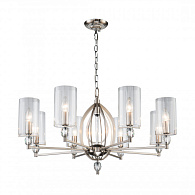 Подвесная люстра Favourite Stine 2704-8P, D790*H450/1450, никель, плафоны из прозрачного узорного стекла, декоративные элементы из прозрачного хрусталя