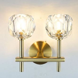 Бра Boule de Cristal Double Sconce Brass 16*13*22 см, 2*G9*40W, ImperiumLoft 44.233, Бронзовый