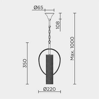 Подвесная люстра 25*25*100 см, Е14 1x40W, Латунь MODELUX ML.317.1 BS