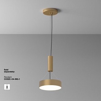 Накладной светильник 22*22*6 см, LED, 24W, 4000К, Maytoni Technical Zon C032CL-24W4K-RD-MG золото матовое