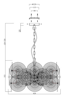 Светильник 63 см, Maytoni MOD007PL-08G, золото
