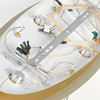 Линейно-подвесной светильник *113*55-150 см, 4*led*19W, 4000K, Lussole Knox LSP-7411, блестящее золото