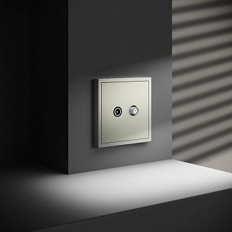 Розетка телевизионнная встраиваемая Voltum S70 оконечная TV+SAT, сталь пластик Soft touch VLS060405