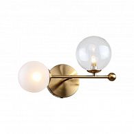 Бра F-Promo Balance 2991-2W, D180*W330*H200, латуни, выдувные плафоны белого и прозрачного цветов