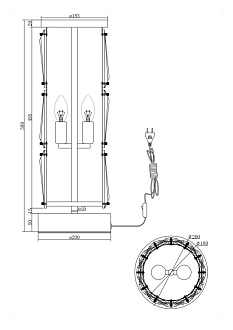 Светильник 58 см, Maytoni Puntes MOD043TL-02G, золото
