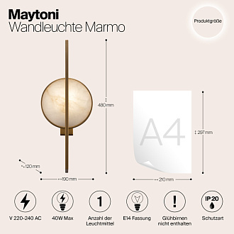 Светильник 48 см, Maytoni Marmo MOD099WL-01G, золото