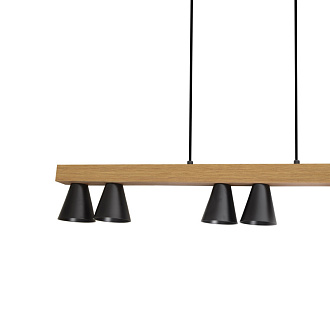 Подвесная люстра Favourite Piffero 2984-6P, L910*W85*H165/1665, каркас светильника сочетает два материала - дерево и металл в черном цвете