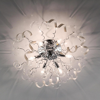 Потолочная люстра Citilux Рандом CL222161, диаметр 70 см, стекло белое/прозрачное