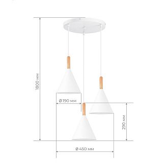 Светильник подвесной 45*31,5/180 см, 3*E27 EVOLUCE Arket SLE1255-513-03 белый