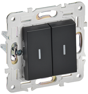 SKANDY Выключ. 2-кл. прох. с инд. 10А SK-V10Bl черн. IEK, SK-V22-1-10-K02