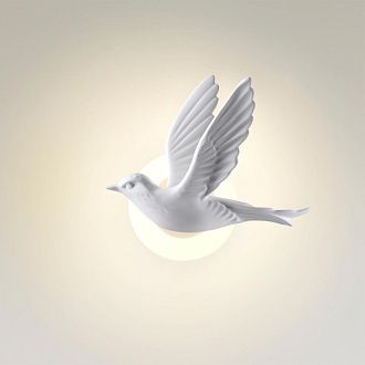 Бра с птичкой 10*15 см, 3W, 3000K, ODEON LIGHT COLOMBELLA 4341/3WL белый