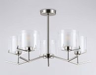 Люстра со стеклянными плафонами на штанге **39- см, 5*E14*40W, K, Ambrella Light High Light LH57001, никель