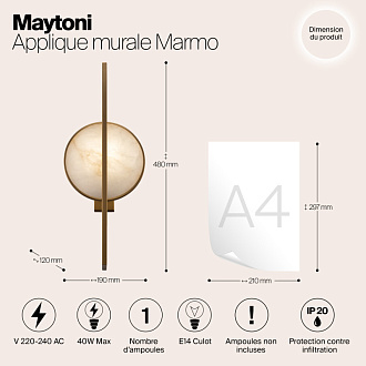 Светильник 48 см, Maytoni Marmo MOD099WL-01G, золото