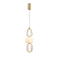 Подвес Favourite Bella 4057-1P, D170*H630/1830, золота, плафоны в виде бусин разнообразных форм из выдувного стекла двух видов - прозрачного и цвета опала