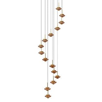 Подвес 46*46*190 см, 15*LED*37W, 3000K Gerhort G52144/15BRS TEA, Бронза