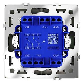 Проходной переключатель встраиваемый Voltum S70 двухклавишный с подсветкой 10А, титан пластик Soft touch VLS020406