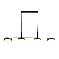 Подвесная люстра F-Promo Disco 4042-4P, L1000*W150*H140/1140, каркас матового черного цвета, рассеиватели из белого акрила, декоративные линии цвета золота