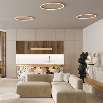 Светильник 80 см, 80W, 4000K Maytoni Rim MOD058PL-L100BS4K, 115W, 4000K, латунь