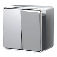 W5020206 Выключатель двухклавишный влагозащищенный Gallant, серебряный Werkel, 4690389167133