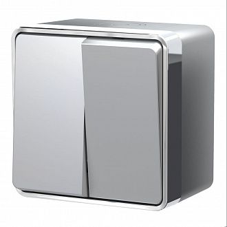 W5020206 Выключатель двухклавишный влагозащищенный Gallant, серебряный Werkel, 4690389167133