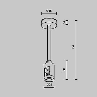 Комплектующие для трековой системы  TRA156C-SL1-PT 4,5*2,9*-18,4 см, *Maytoni technical Accessories for tracks Flarity TRA156C-SL1-PT, Платина