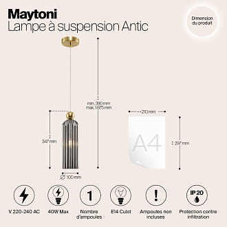 Светильник 10 см, Maytoni Antic MOD302PL-01GR, латунь